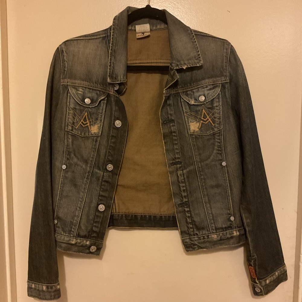 7 For All Mankind Women's Distressed Denim Jacket - Gray Wash